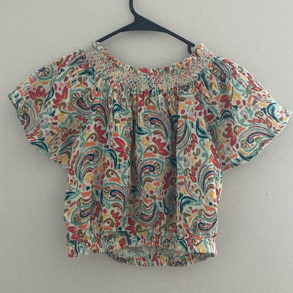 [Marine Layer] NWOT Nora Smocked Multi Paisley Cotton Crop Top XS - Picture 4 of 10